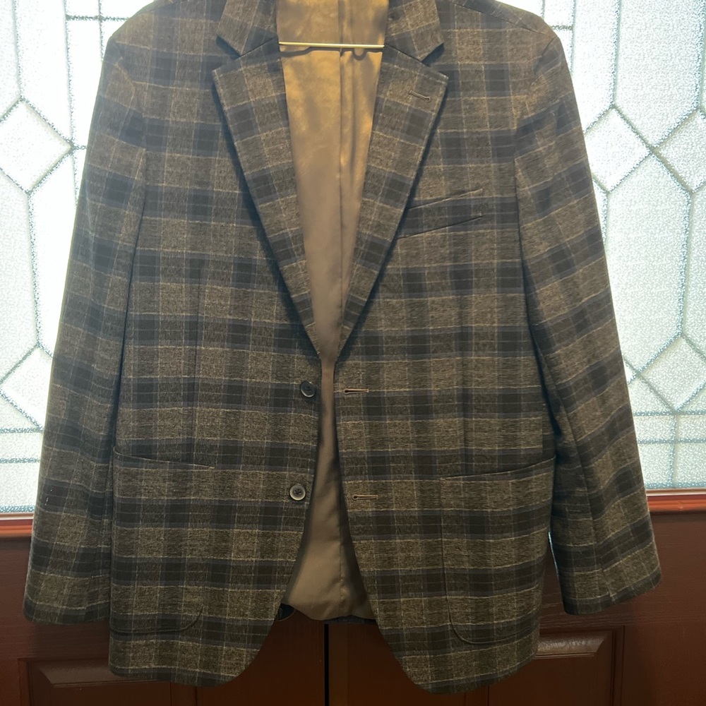 Men's Gray Plaid Blazer